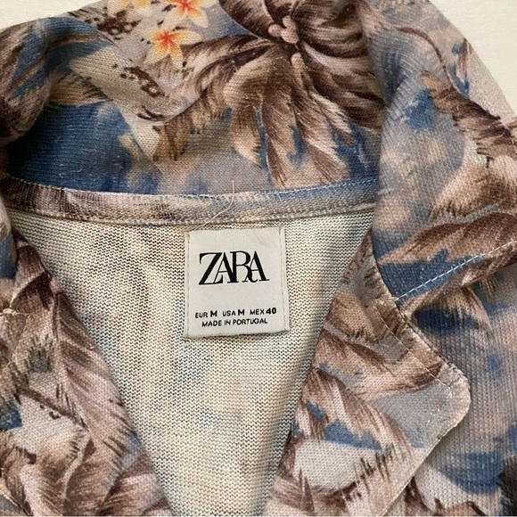Zara palm tree button down tshirt size medium - Picture 2 of 6